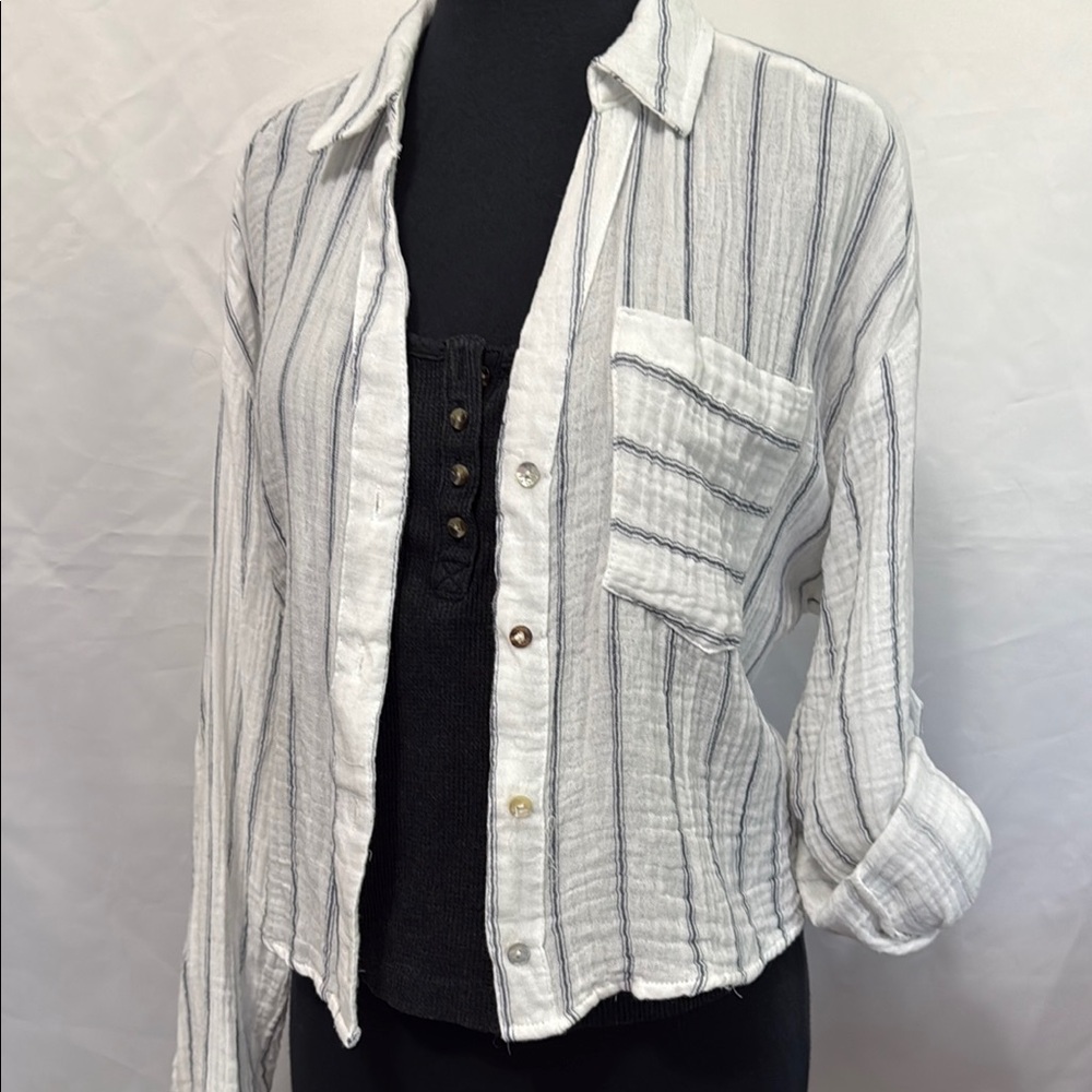 Cropped Cotton Guaze Button Down